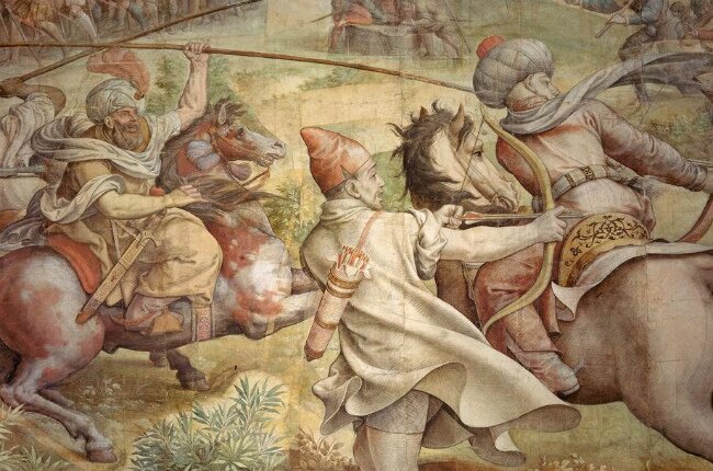 Ataque de los autóctonos de Túnez, tapiz de la serie ordenada por Carlos V